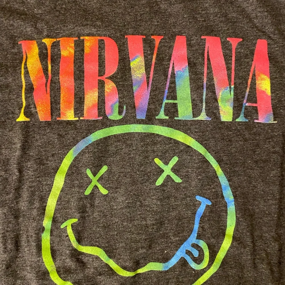 Unisex Nirvana Rainbow Logo Grey Graphic Tee - Picture 1 of 4
